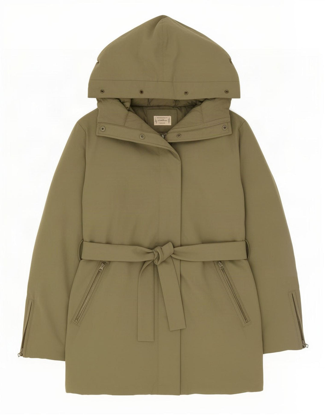 Benetton Damen-Parkajacke mit Kapuze, UK 14, Mittelgrün