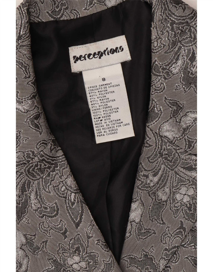 Perceptions Damen-Blazer mit 2 Knöpfen, Gr. 8, Größe S, grau, geblümt, Viskose