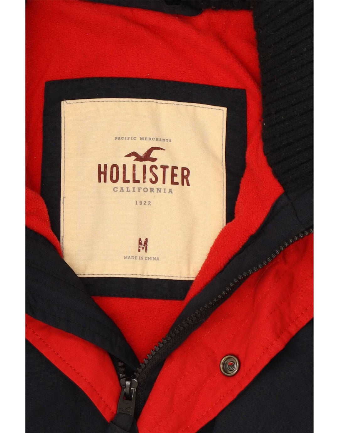 Hollister Herren-Windbreaker-Jacke, UK 38, mittelmarineblaues Nylon