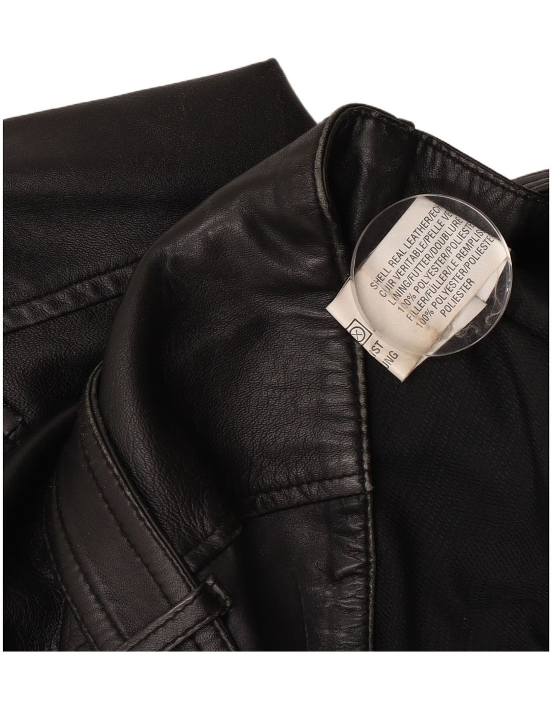 Vintage Damen Leder Bikerjacke UK 14 Großes schwarzes Leder