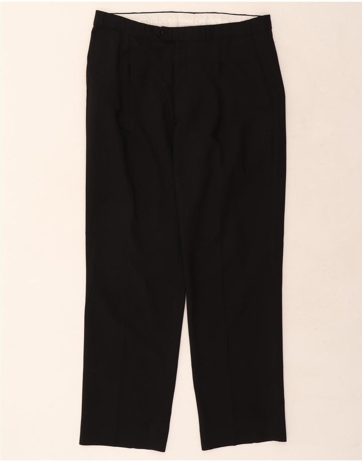 Marks & Spencer Herren-Anzughose mit Pegged-Anzug, W36, L31, schwarzes Polyester