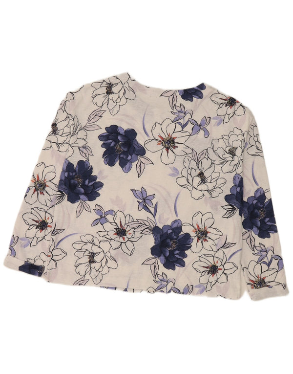 Marks & Spencer Womens Oversized Top Long Sleeve UK 8 Small White Floral