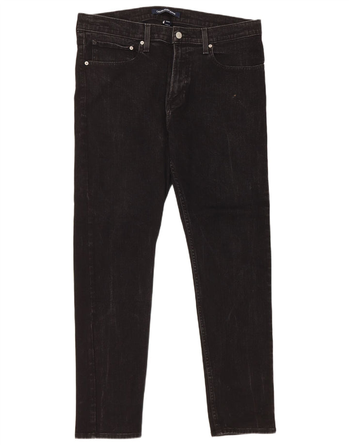 Calvin Klein Herren Slim Jeans W36 L32 Schwarze Baumwolle