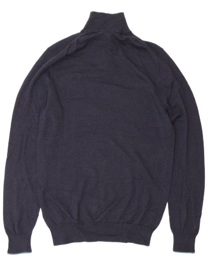 White Stuff Herren-Pullover mit Reißverschluss am Hals, Größe S, marineblaue Wolle