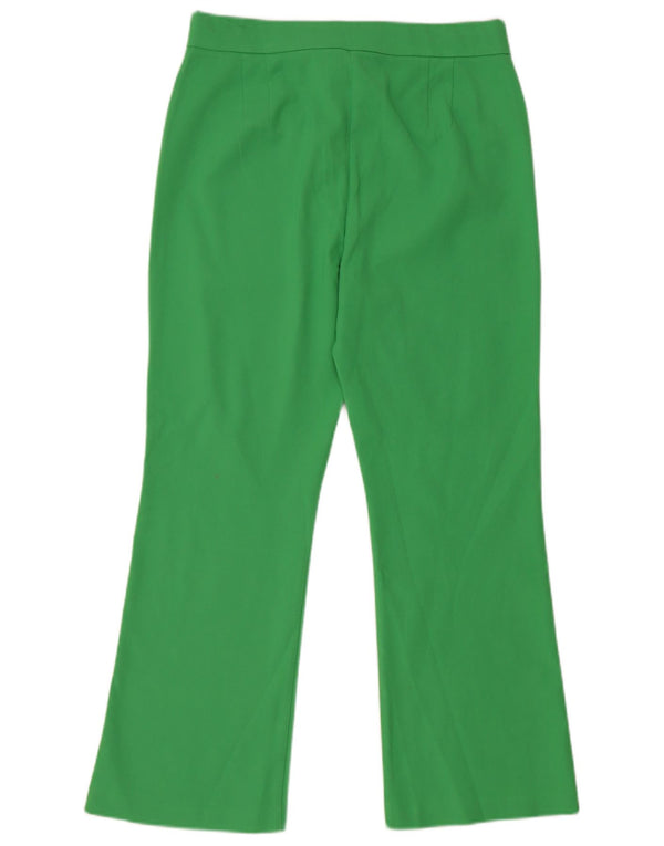 Zara Womens High Waist Bootcut Casual Trousers Large W30 L26 Green Cotton