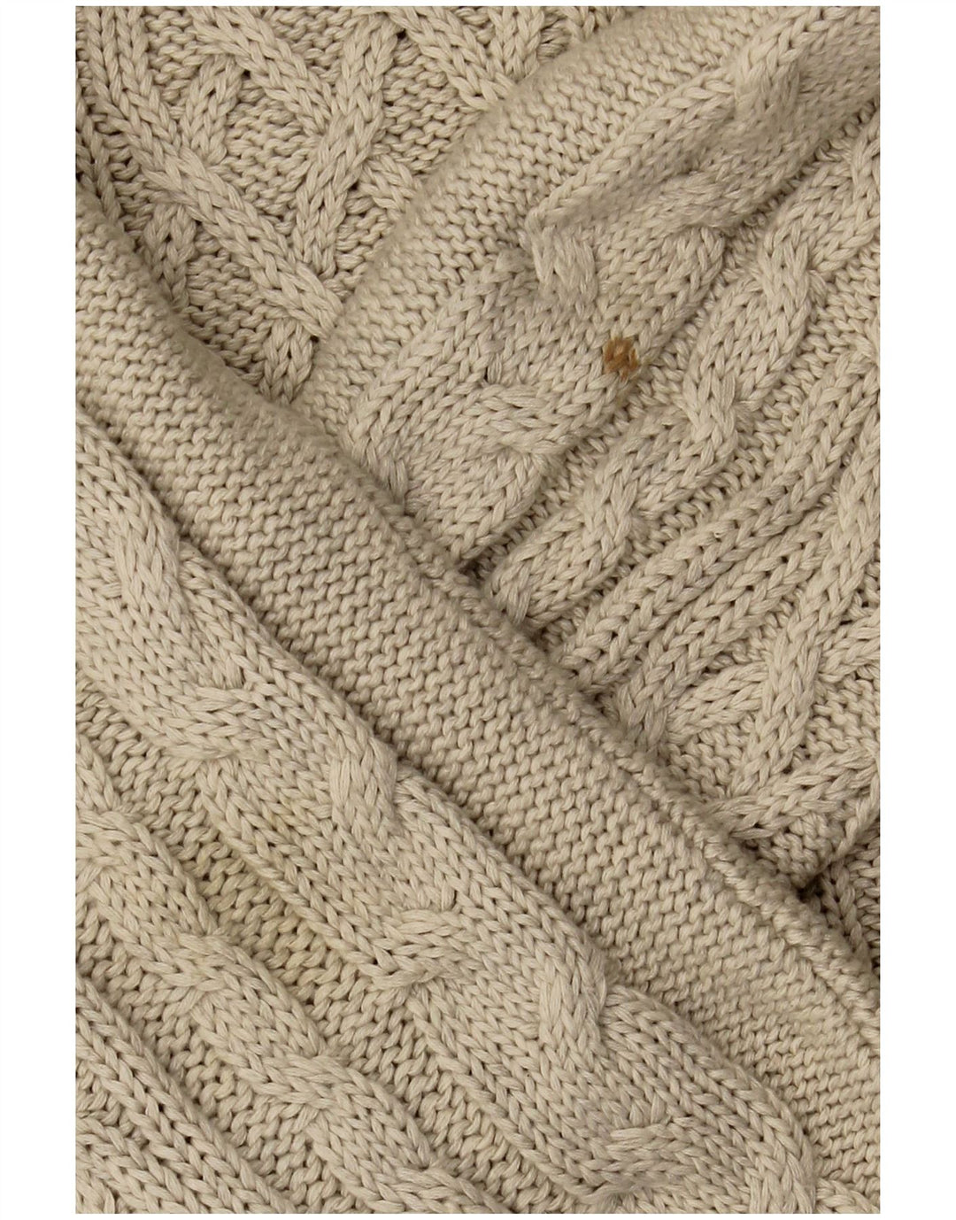 Zara Herren-Pullover mit U-Boot-Ausschnitt, groß, beige Baumwolle