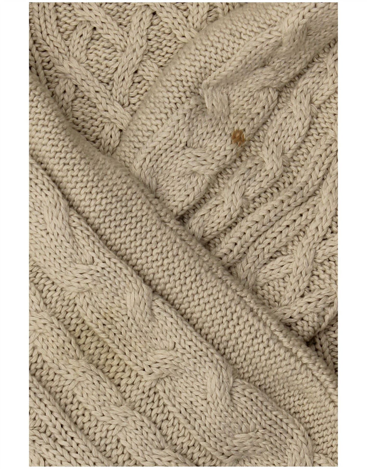 Zara Herren-Pullover mit U-Boot-Ausschnitt, groß, beige Baumwolle