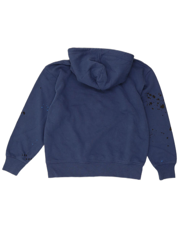 Zara Jungen-Kapuzenpullover mit grafischer entspannter Passform, 11–12 Jahre, blau gepunktet, modern