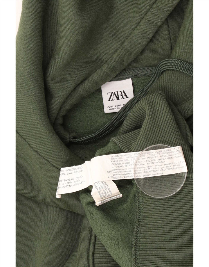 Zara Herren Kapuzenpullover, groß, grüne Baumwolle