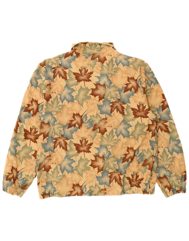Vintage Damen Bomberjacke UK 14 Medium Beige Floral Polyester