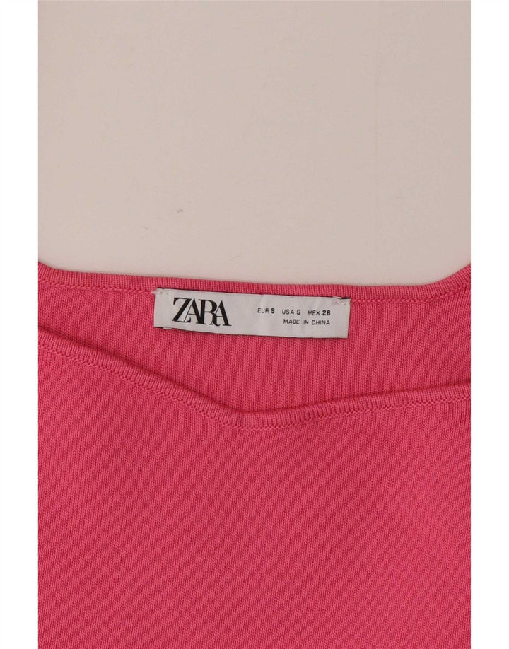 Zara Damen Crop Cami Top UK 8 Small Rosa Polyester