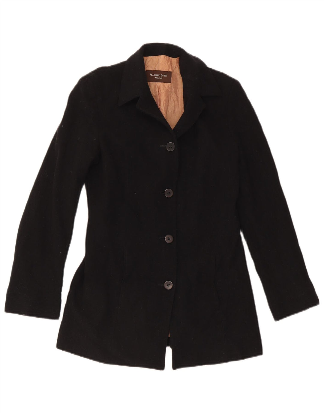 Massimo Dutti Damen 4-Knopf-Blazerjacke EU 38 Kleine schwarze Wolle