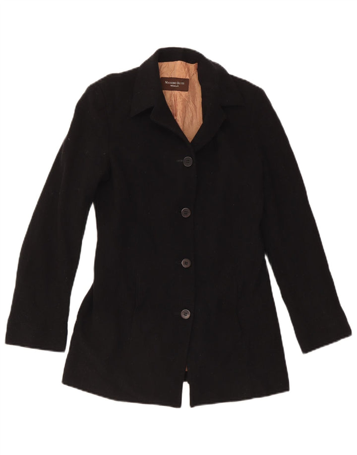 Massimo Dutti Damen 4-Knopf-Blazerjacke EU 38 Kleine schwarze Wolle