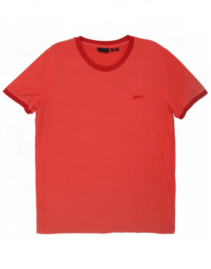 Superdry Damen T-Shirt Top UK 10 Small Rot Baumwolle
