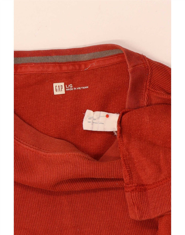 Gap Herren-Oberteil, langärmelig, groß, Orange, Baumwolle