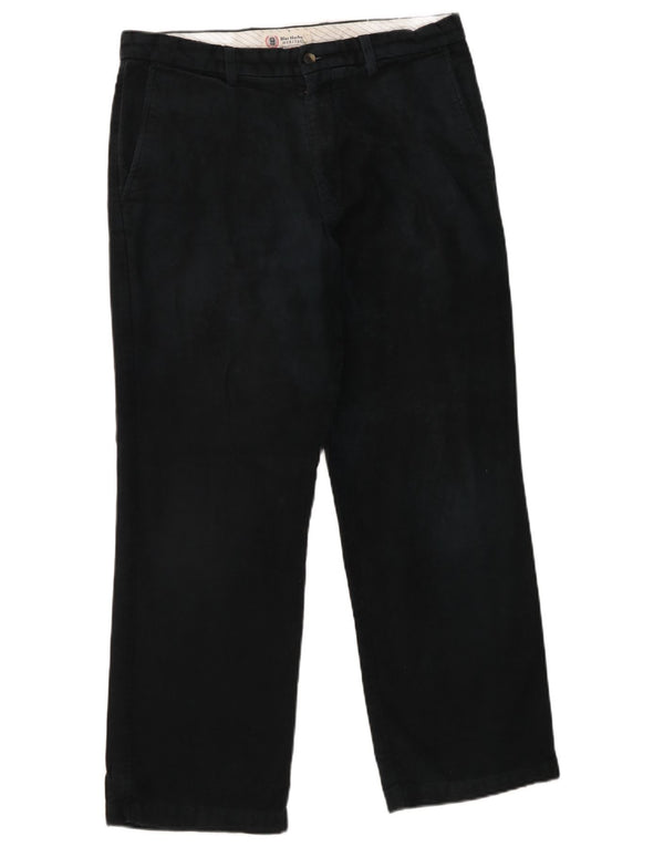 Marks & Spencer Herren Blue Harbour Chinohose W34 L29 Schwarze Baumwolle