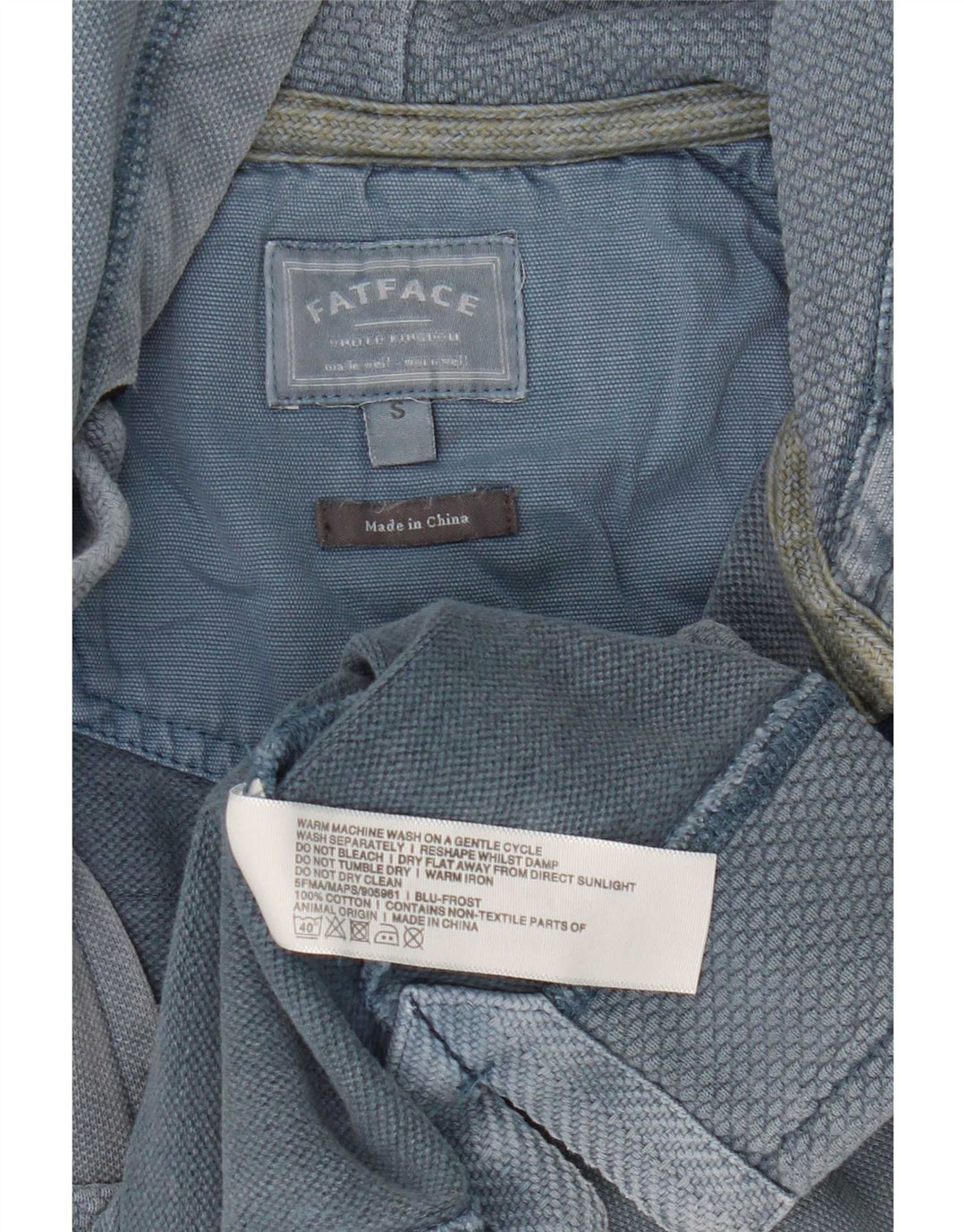 Fat Face Herren-Kapuzenpullover mit Reißverschluss, klein, aus blauer Baumwolle