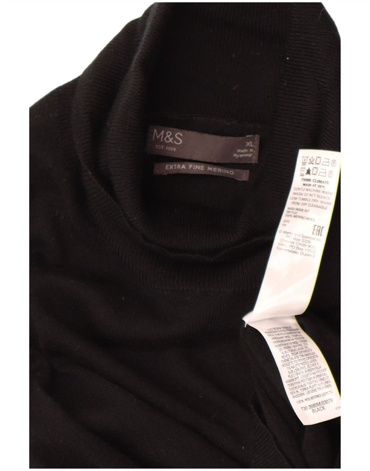 Marks & Spencer Herren-Pullover mit Rollkragen, XL, schwarze Merinowolle