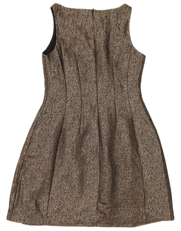 Oasis Damen Ärmelloses A-Linien-Kleid UK 12 Medium Gold Polyester