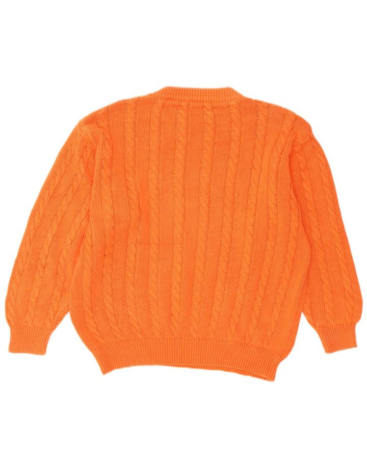 Benetton Damen-Pullover mit Rundhalsausschnitt, UK 14, mittelorange Baumwolle