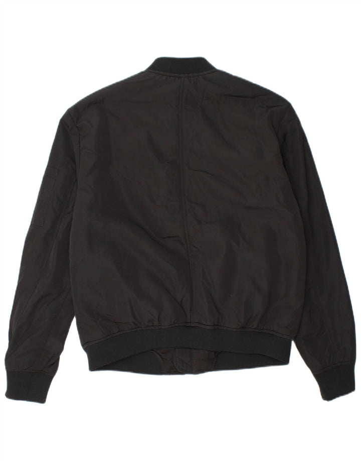 ZARA Damen Bomberjacke UK 10 Small Schwarz Polyester