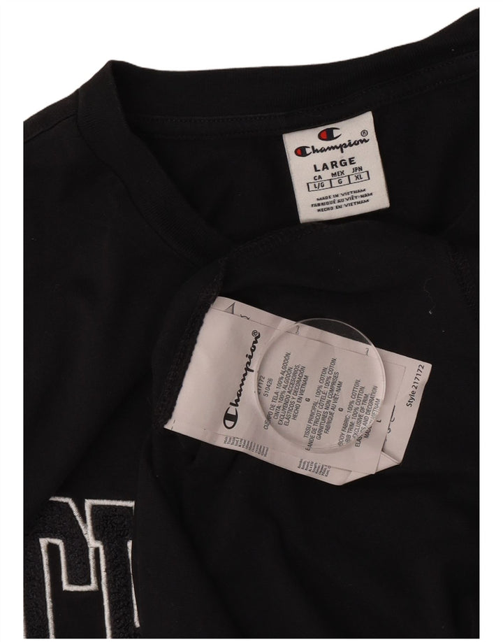 Champion Herren-T-Shirt mit Grafik, groß, aus schwarzer Baumwolle