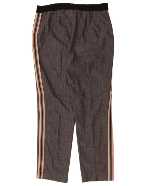 Marks & Spencer Damen Anzughose UK 12 Medium W30 L26 Graues Fischgrätenmuster