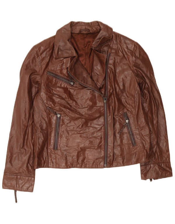 C & A Damen Lederjacke UK 18 XL Braun