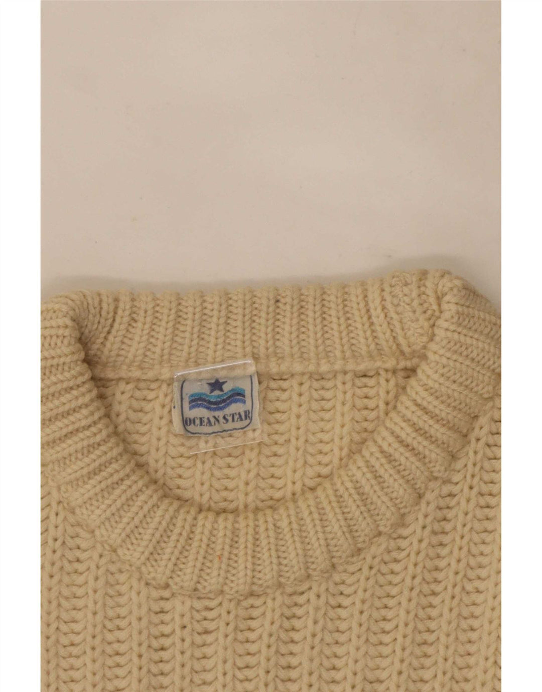 Ocean Star Herren-Pullover mit Rundhalsausschnitt, Größe 48, Mittelbeige, Farbblock