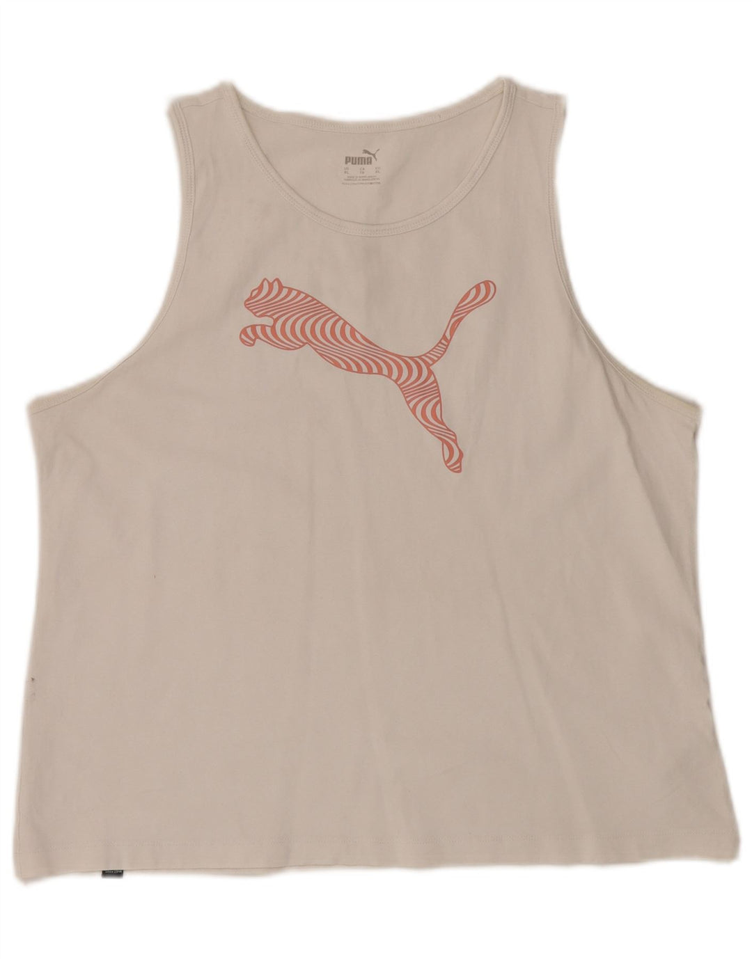 PUMA Damen Graphic Vest Top UK 18 XL Weiße Baumwolle