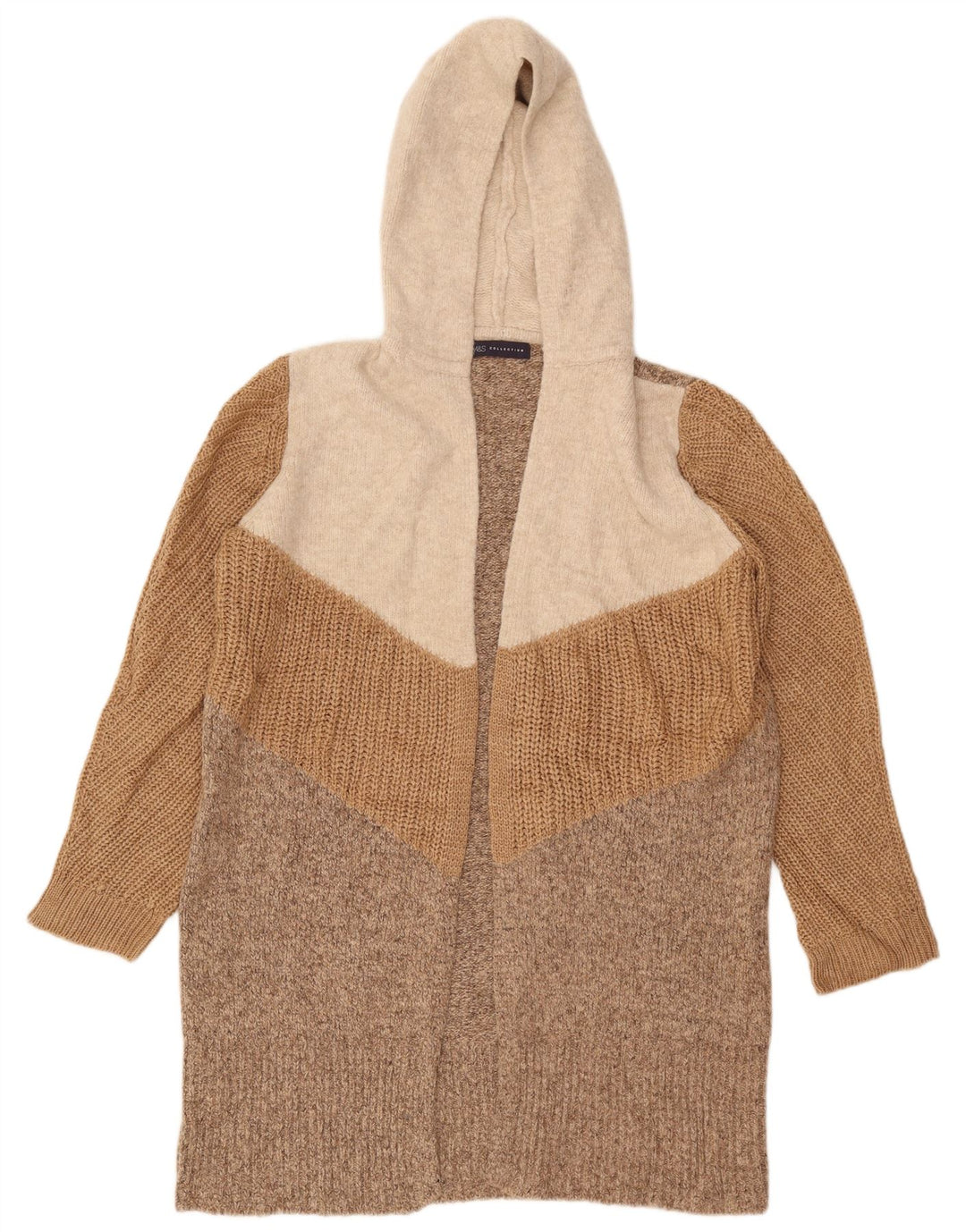 Marks & Spencer Damen Longline-Cardigan-Pullover UK 14 Mittelbeige