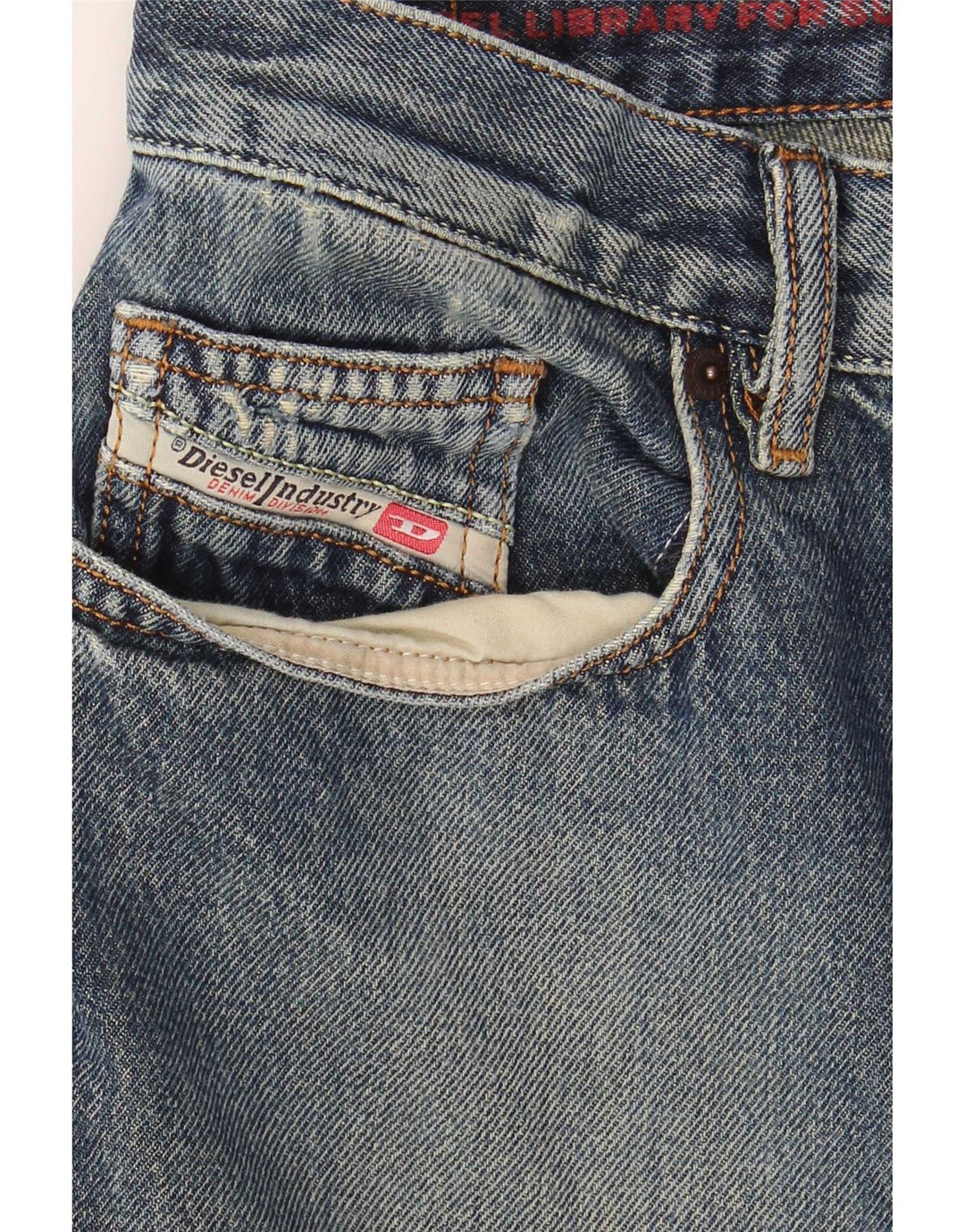 Diesel Herren Straight Jeans W32 L30 Blaue Baumwolle