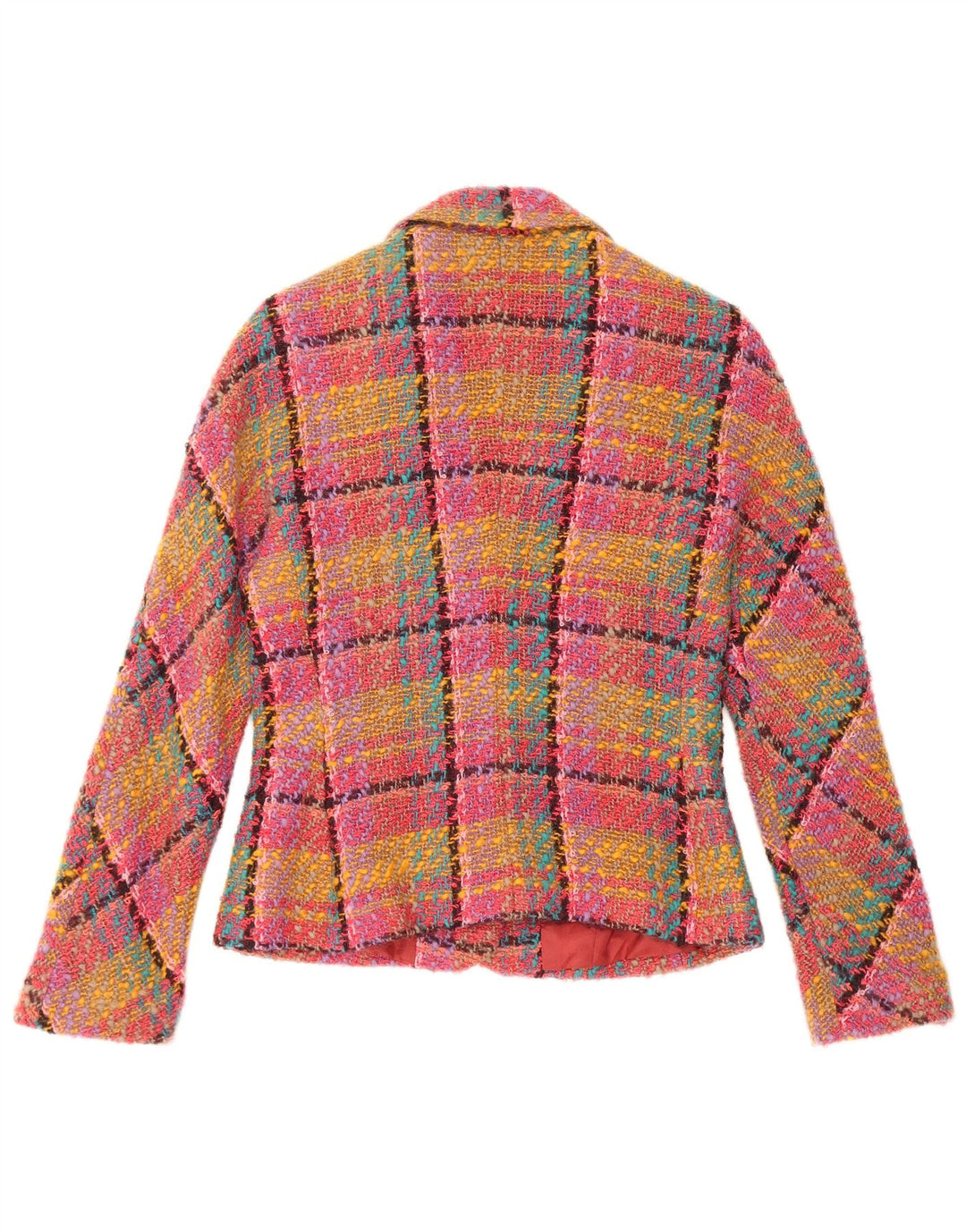 Gerard Darel Damen 3-Knopf-Blazerjacke IT 38 XS Rosa karierte Wolle