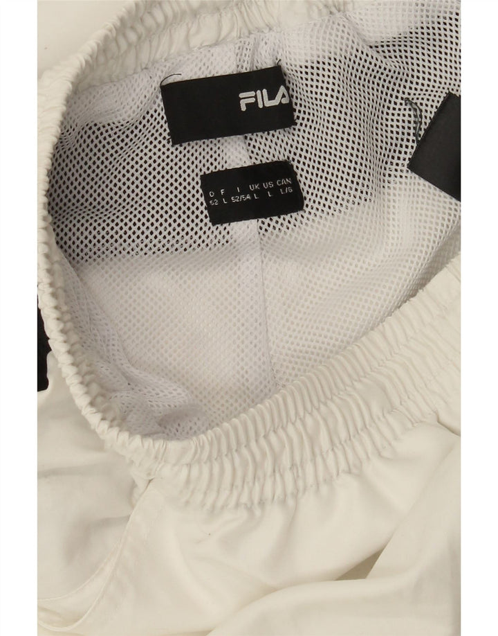 FILA Mens Graphic Crop Tracksuit Trousers Large  White Colourblock