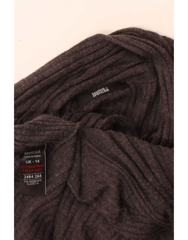 Marks & Spencer Damen Asymmetrischer Cardigan-Pullover UK 14 Large Grau