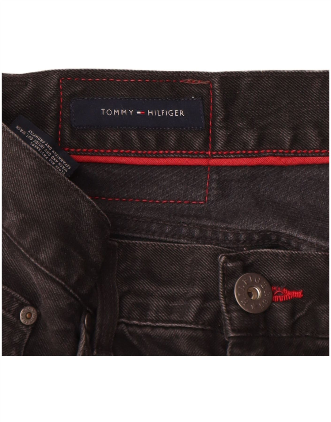 Tommy Hilfiger Herren Madison Straight Jeans W36 L34 Schwarze Baumwolle