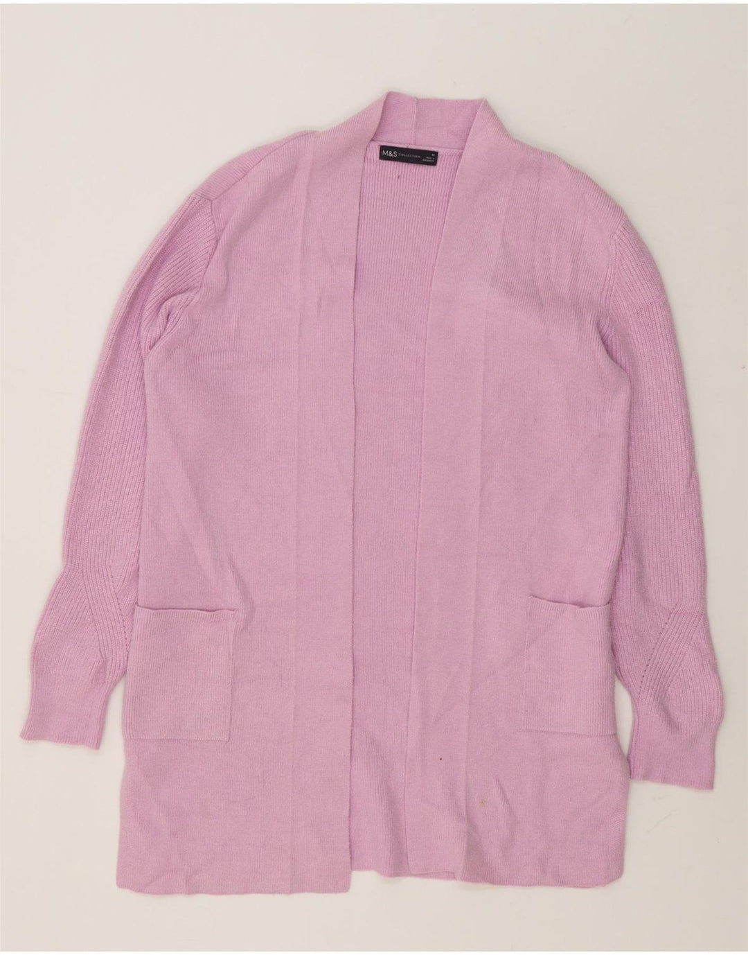 Marks & Spencer Damen Longline Open Cardigan Pullover UK 12 Mittelrosa