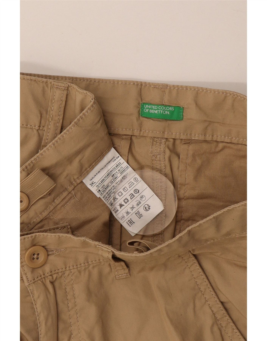 Benetton Jungen-Bermudashorts, 13–14 Jahre, 3XL W30, beige Baumwolle