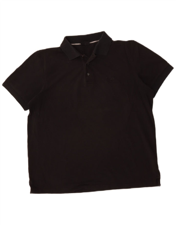 HUGO BOSS Herren Poloshirt Große schwarze Baumwolle