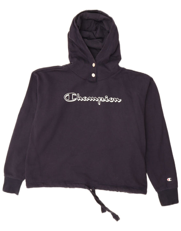 Champion Womens Graphic Oversized Hoodie Pullover UK 10 Small Marineblau