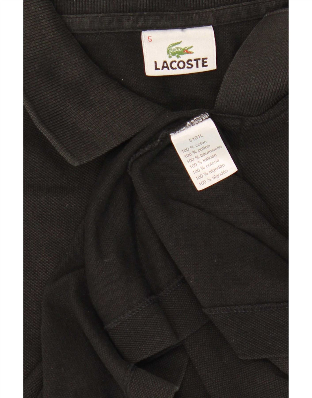 Lacoste Herren-Poloshirt, Größe 5, groß, schwarze Baumwolle