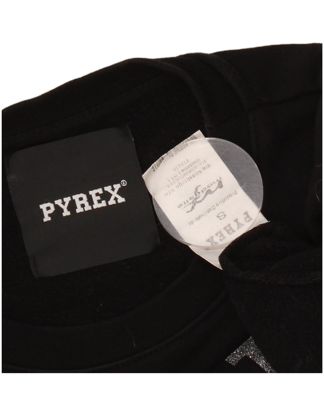Pyrex Womens Graphic Oversized Sweatshirt Pullover UK 10 Small Schwarze Baumwolle