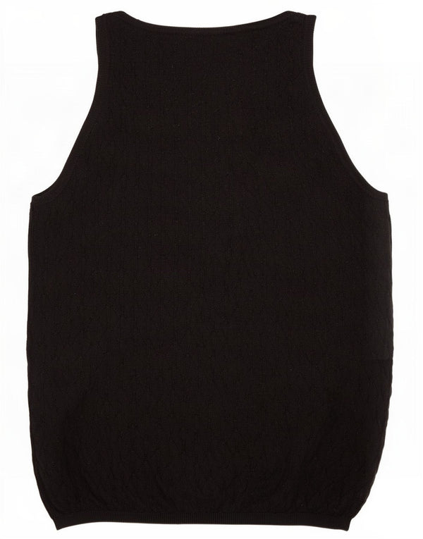 Zara Damen Weste Tank Top UK 12 Medium Schwarz Polyester