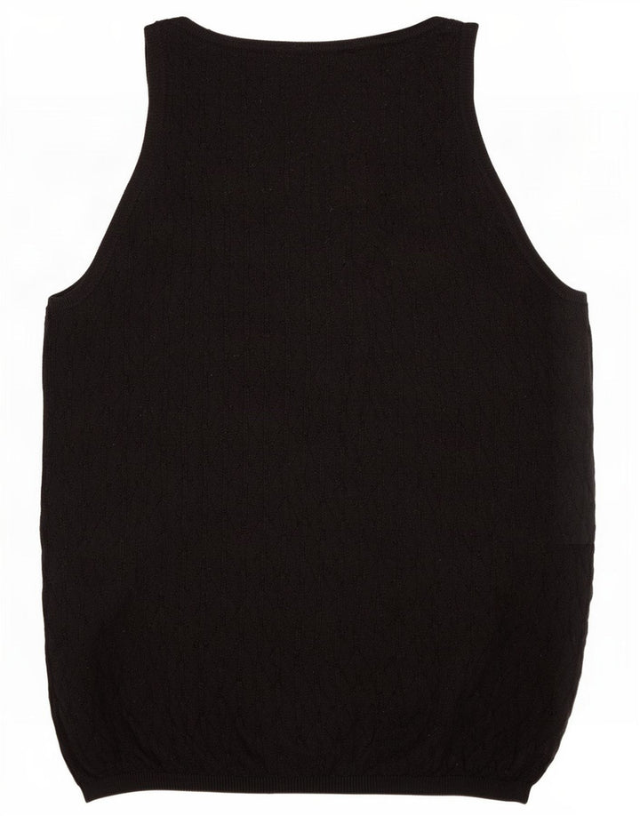 Zara Damen Weste Tank Top UK 12 Medium Schwarz Polyester