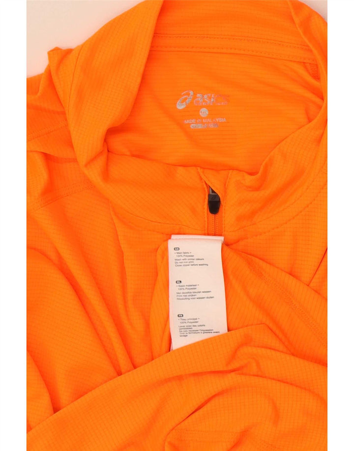 Asics Herren-T-Shirt mit Reißverschluss, 2XL, orange, Polyester