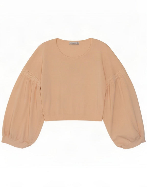 Zara Crop Langarm-Blusenoberteil für Damen UK 10 Small Pink