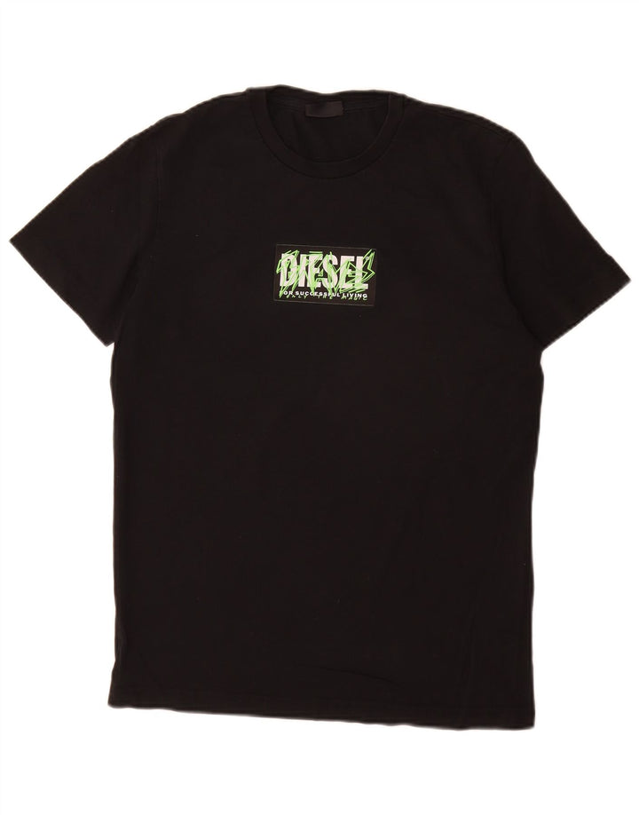Diesel Herren-T-Shirt mit Grafik, Größe S, schwarze Baumwolle
