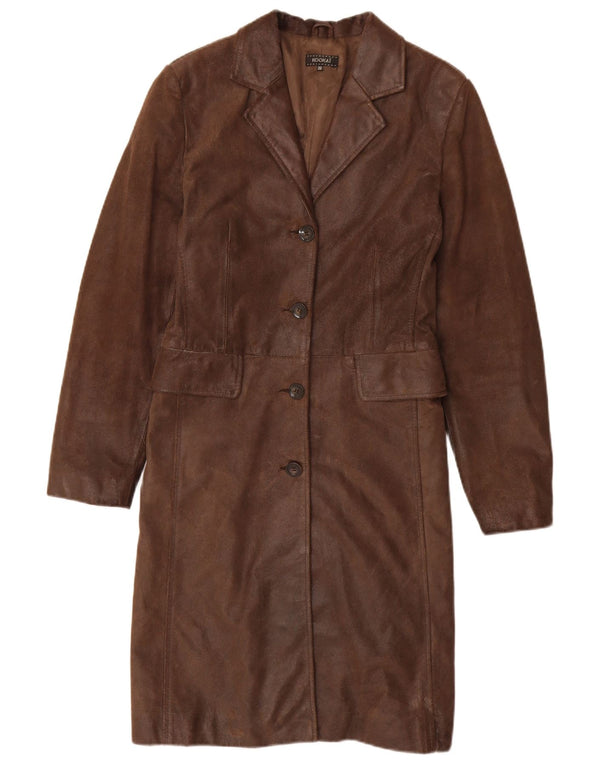 Kookai Damen Ledermantel EU 38 Mittelbraunes Leder
