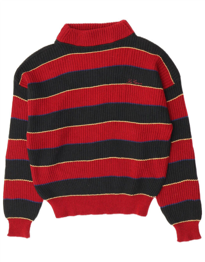 Les Copains Herren-Pullover mit Rollkragen, mittelrot, gestreift, Wolle
