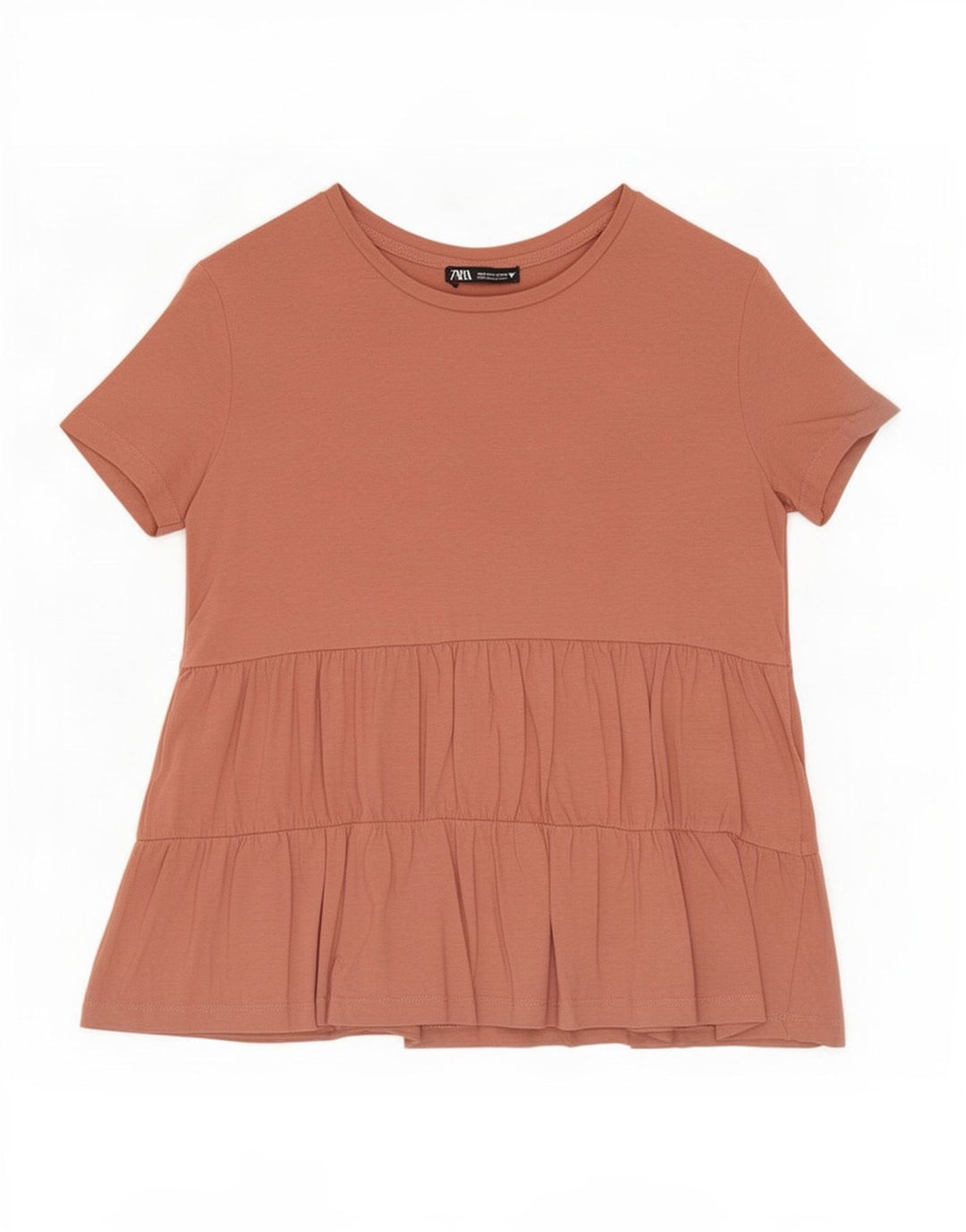 Zara Damen Kurzarmblusenoberteil UK 10 Small Braun